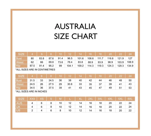 Australia Size Chart